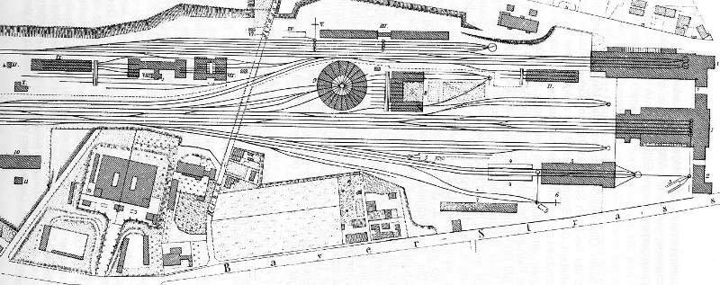 Bild Abb. 1 Planskizze: Herbststraße und Bahnhöfe mit Gleisanlagen, 1862