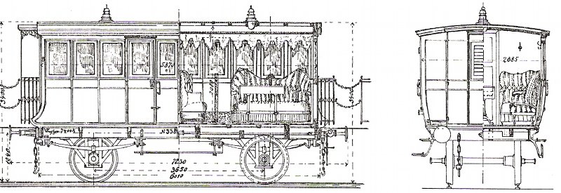 Bild Königswagen Nr. 338, Seitenansicht, Bauzustand 1877 (VAN)